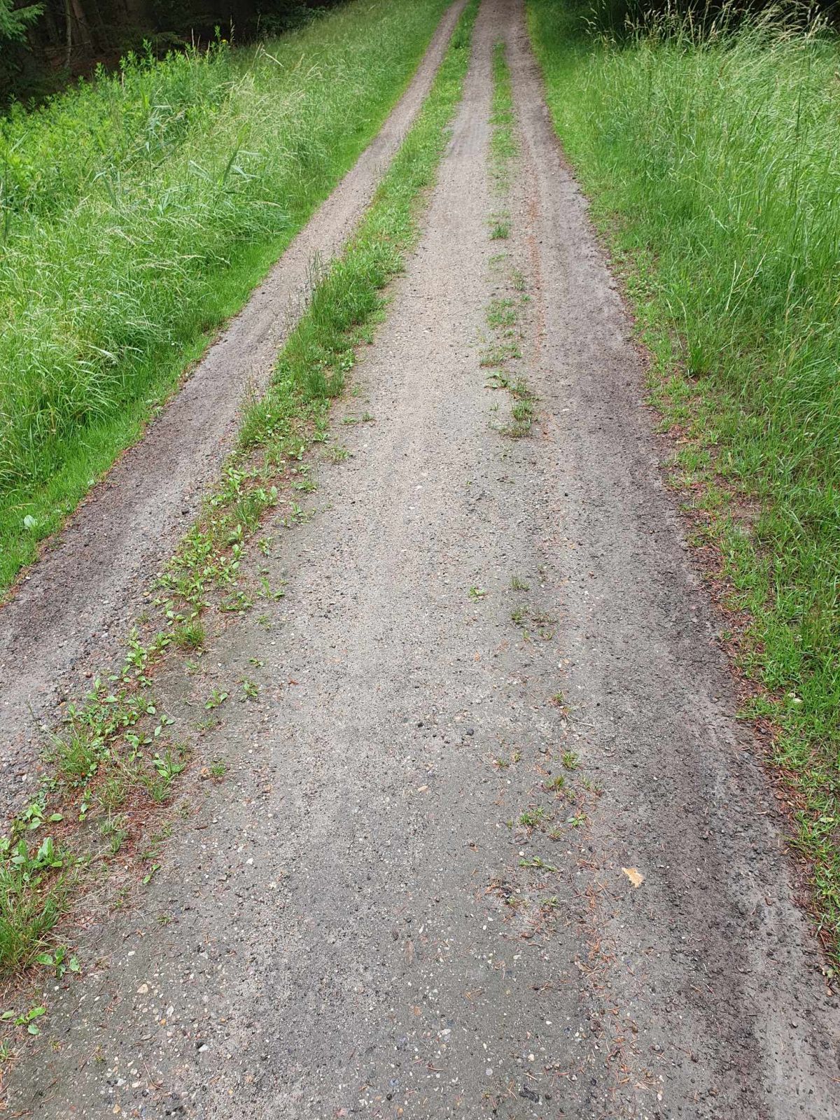 På rutens smalleste sted er stien ca. 80 cm. Det skyldes, at stien hælder nedad i siderne.