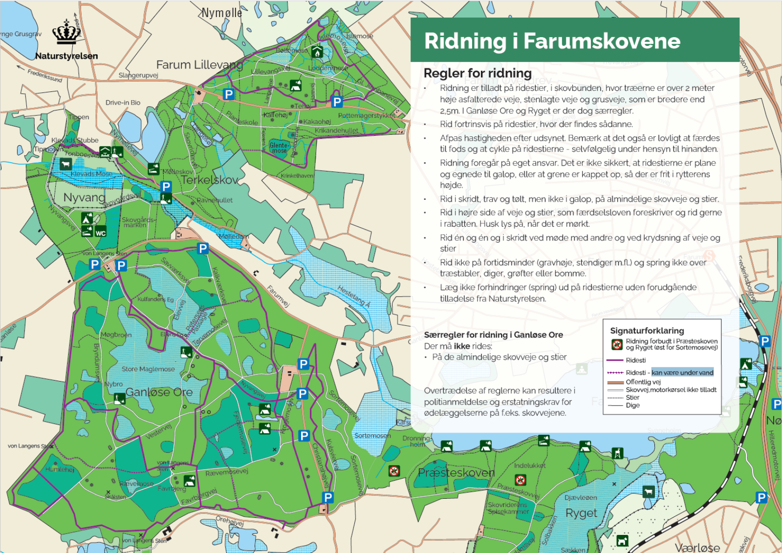Kort over ridestier