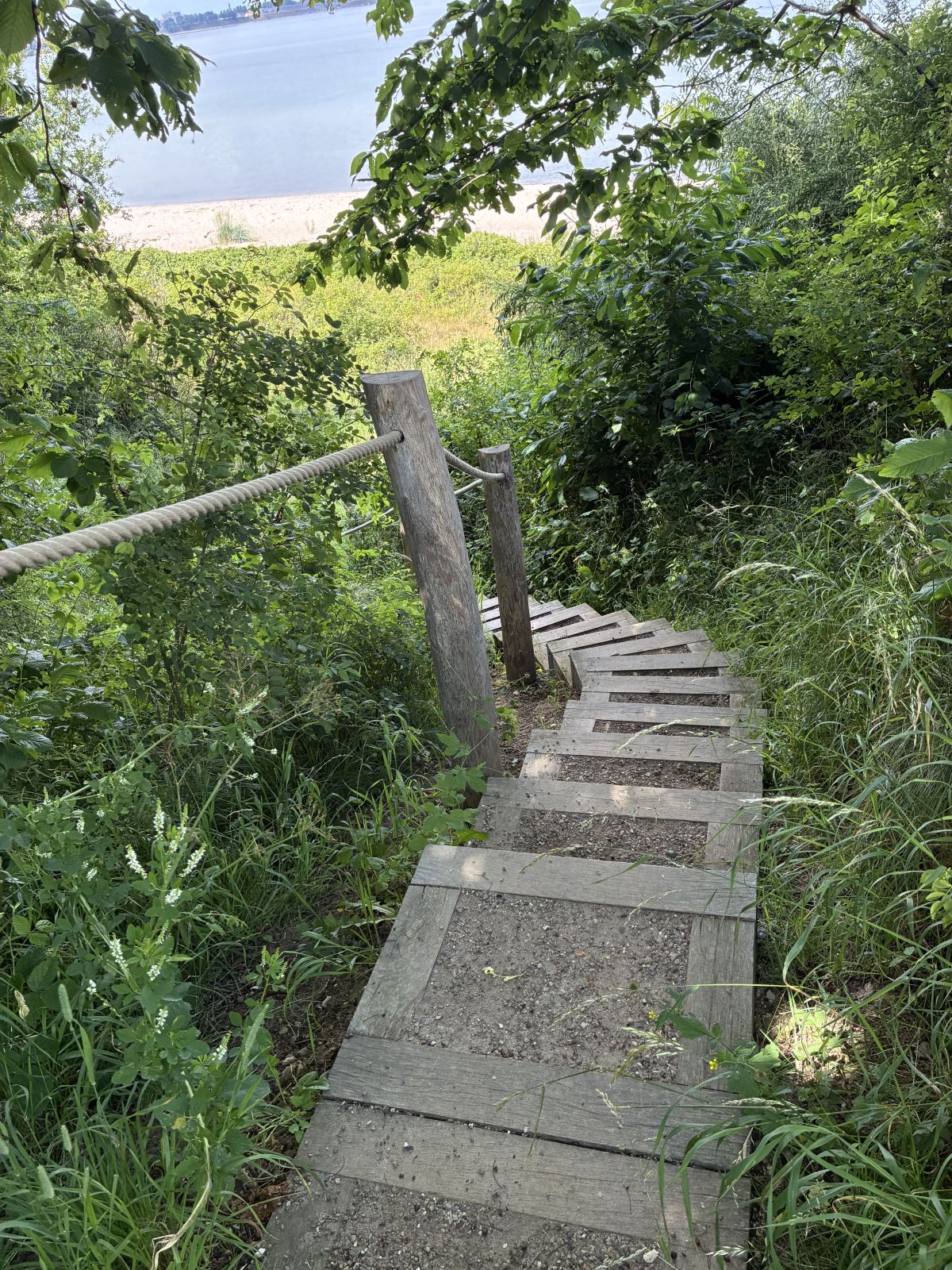 Smal trappe der fører ned til stranden