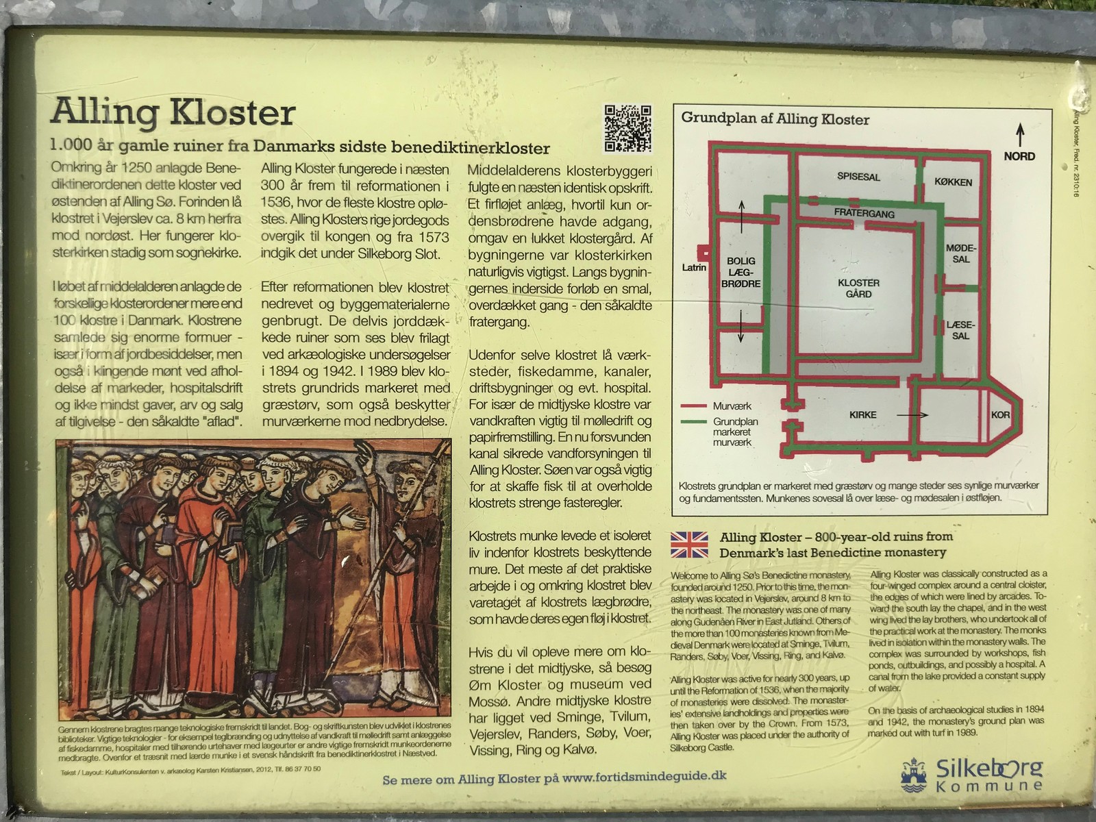 Informationstavle om Alling Kloster