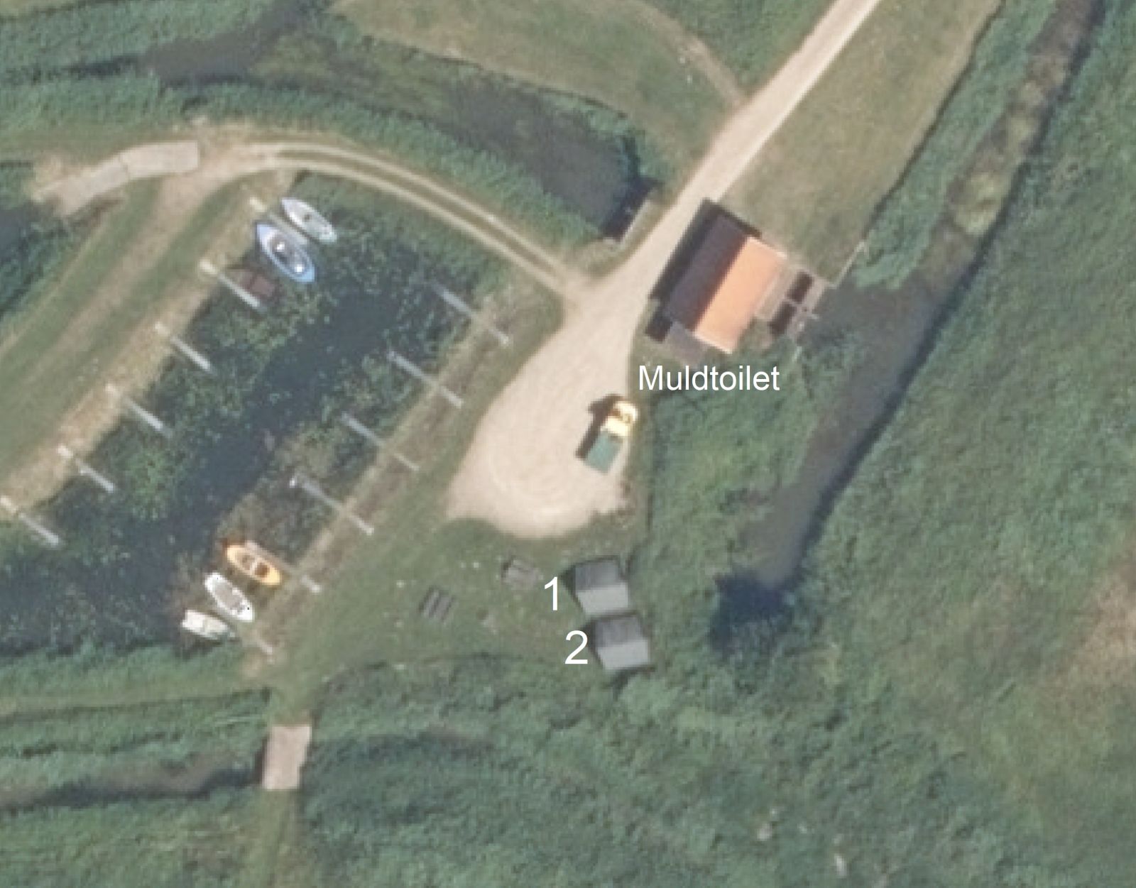 Oversigtsbillede af shelters placering i Kytterup havn