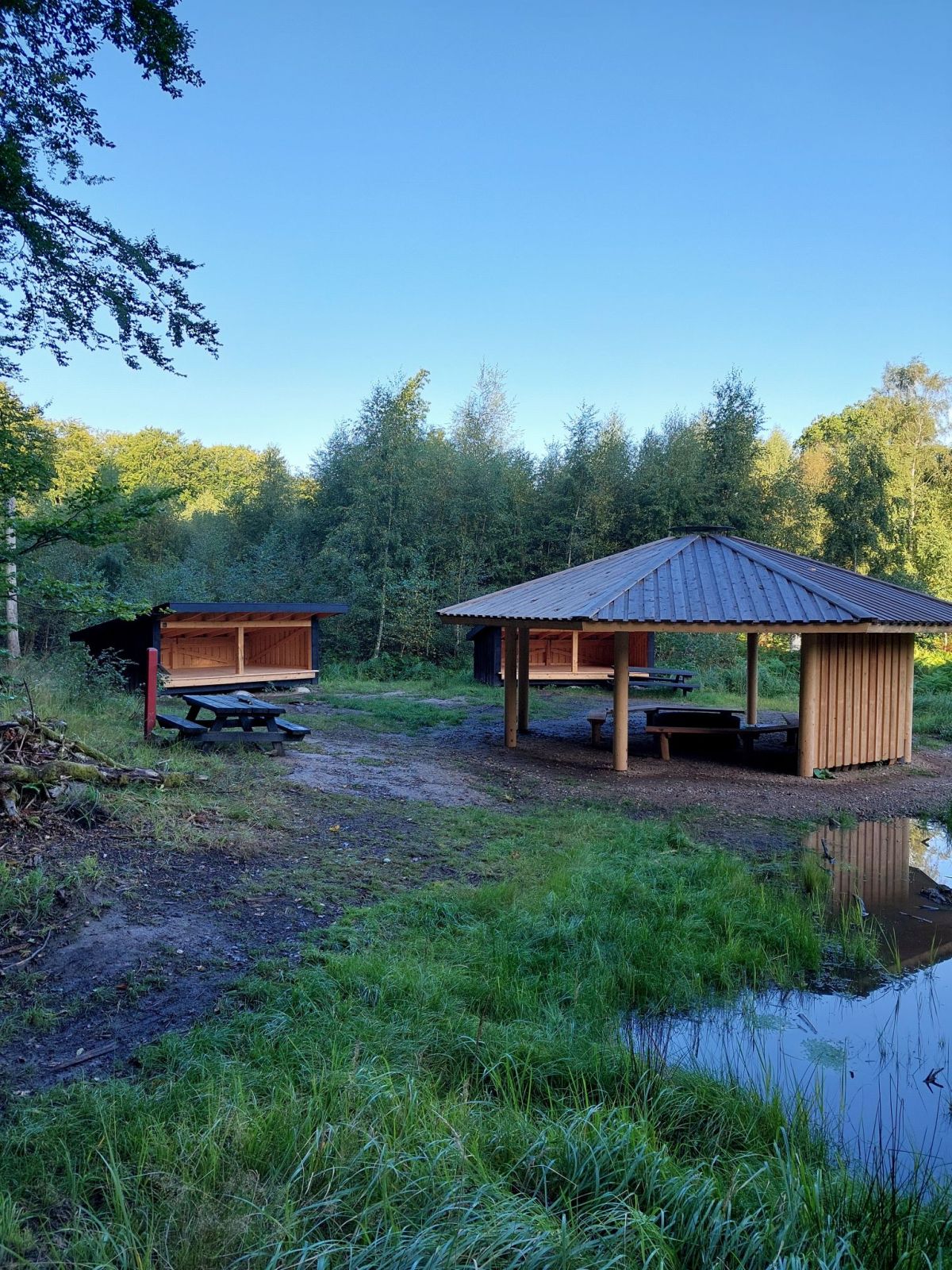 Oversigt over shelters og bålplads