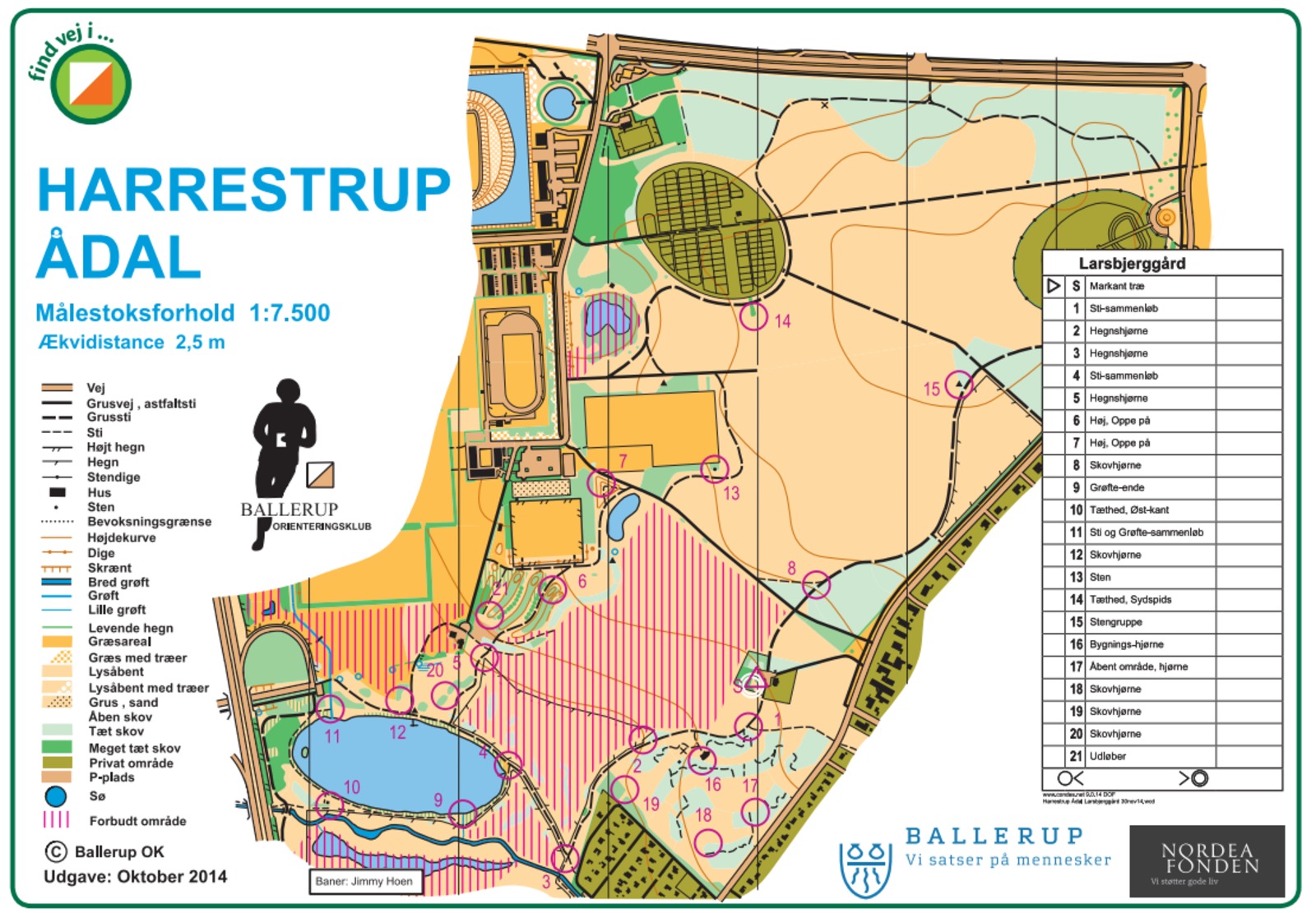 Billedet viser et kort over ruten for området