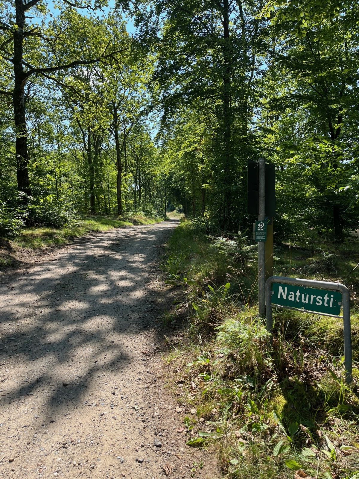 Rutestart tæt på parkeringsplads. Underlag er grus.
