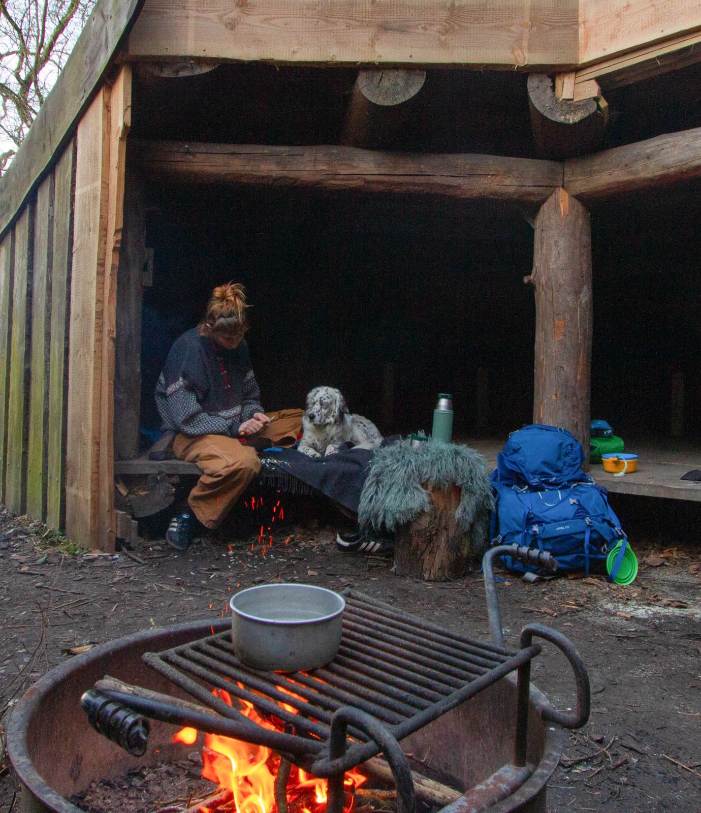 Shelterne ved Kroppedal med bålsted