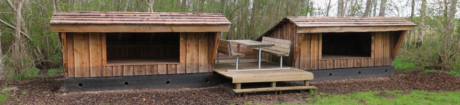 Foto af shelters på Vemb kanoplads