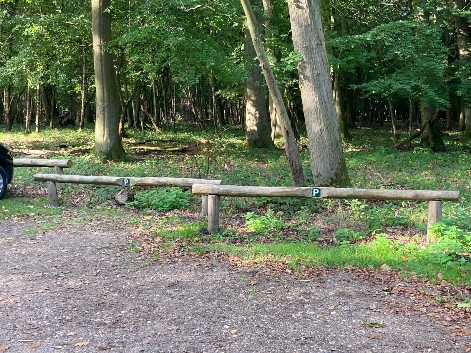 Afmærkede parkeringspladser på grus