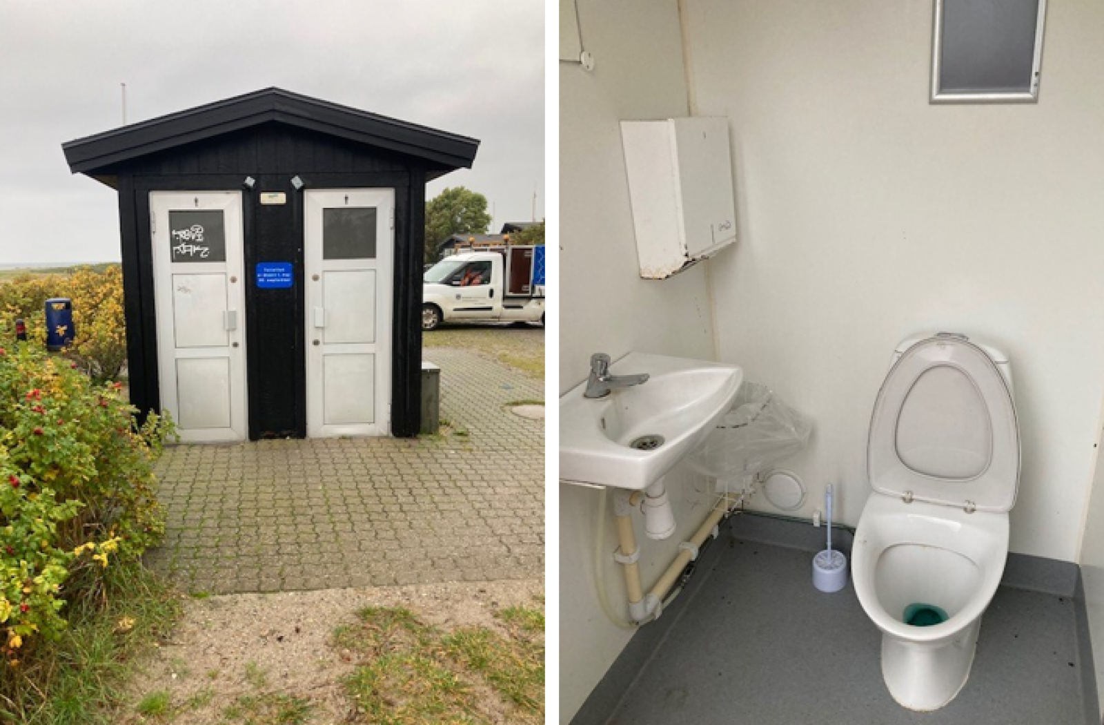 Toilettet ligge ved P-pladsen på Næsvej 15B. Det er ikke egnet for kørestolsbrugere, der henvises til det nærliggende handicaptoilet Næsvej 25.
