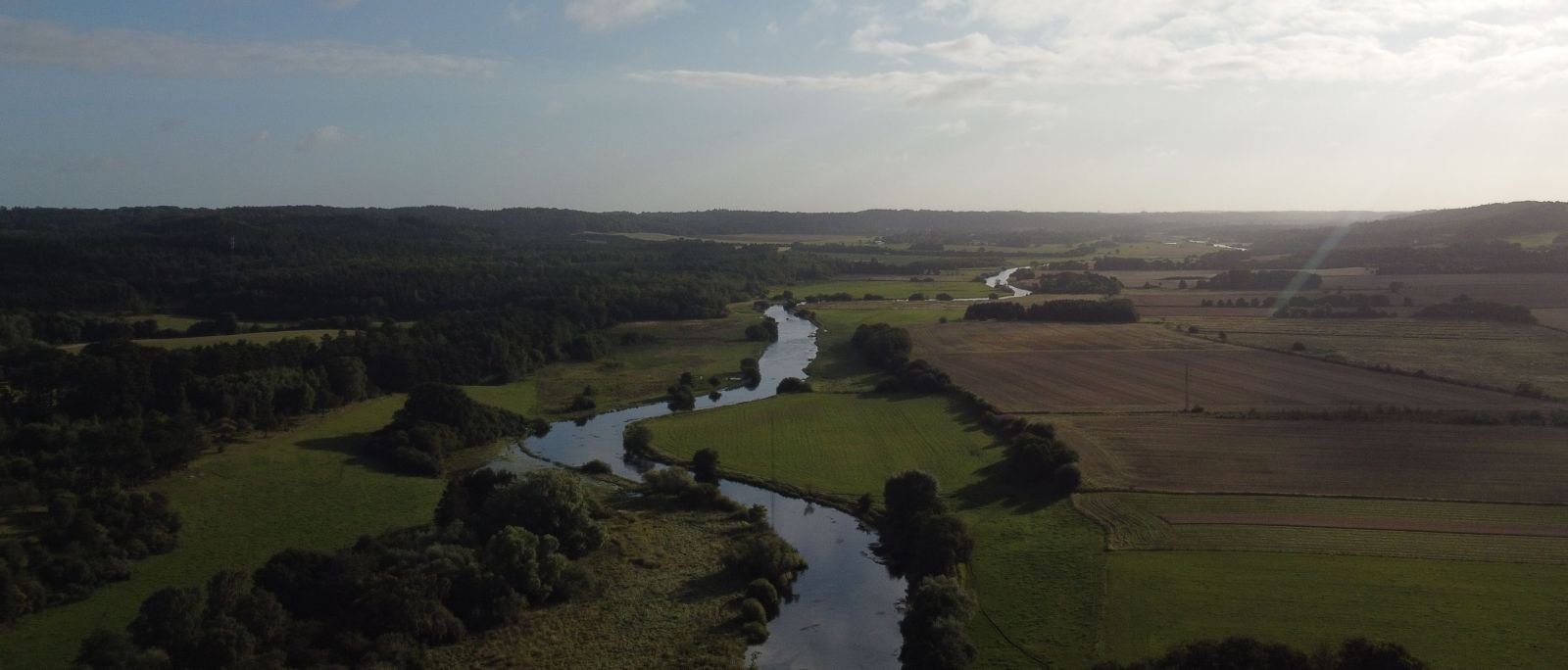 Dronefoto Gudenå Dalen lige før Busbjerg