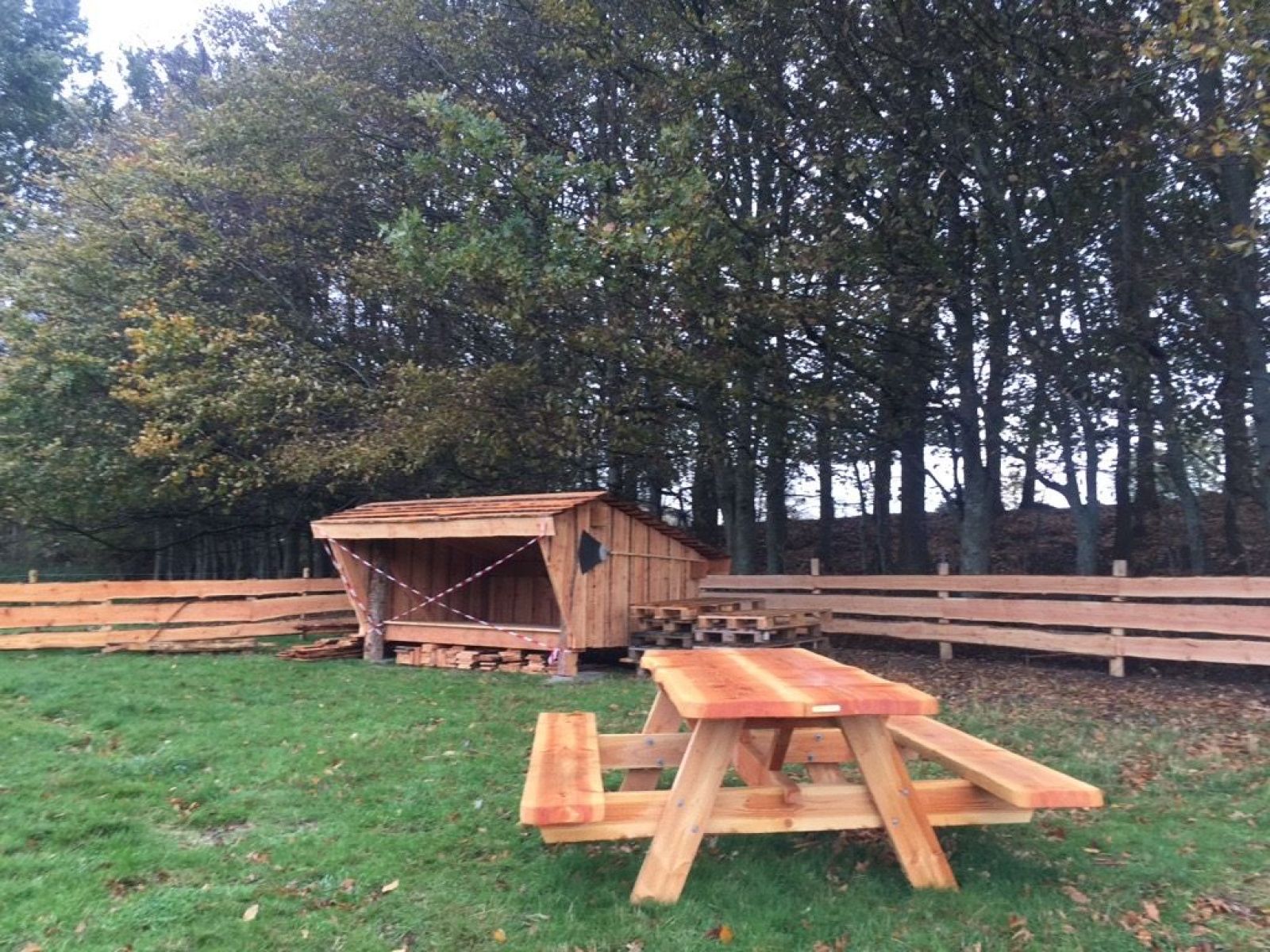Kørestolvenlig bord/bænke ved shelter