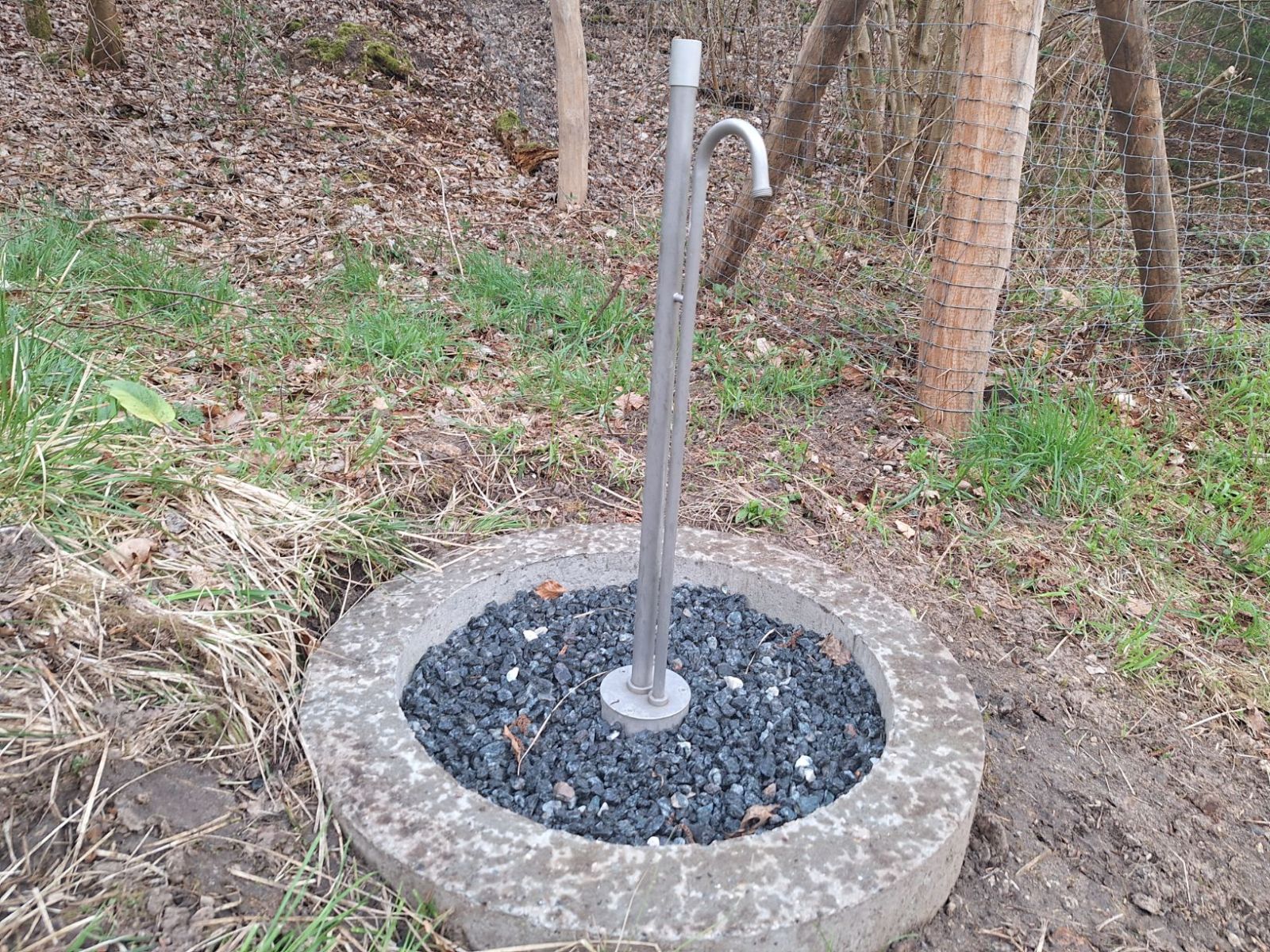 Vandposten med hundeskoven i baggrunden