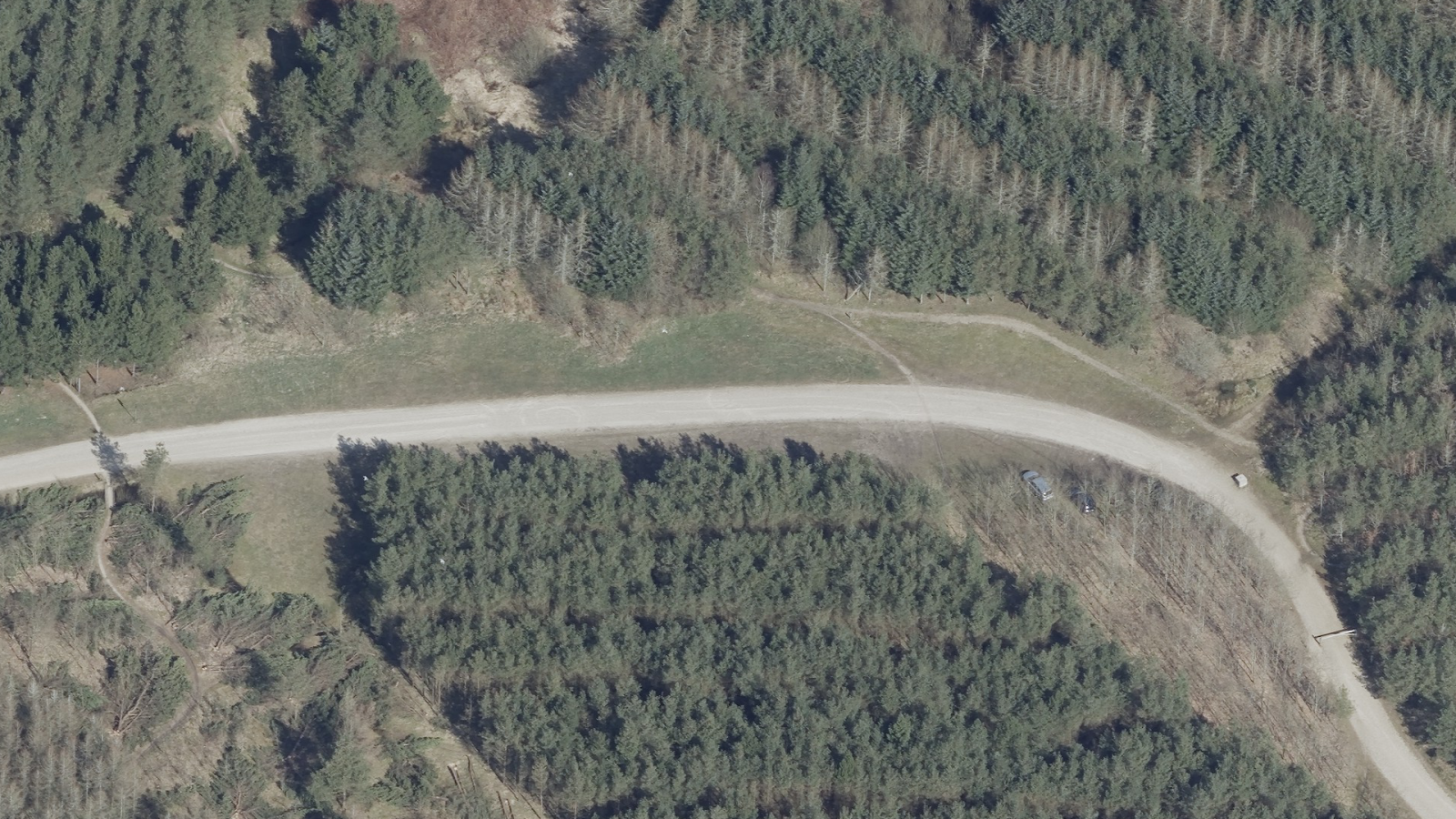 Luftfoto af parkeringsplads P2 ved Nysø