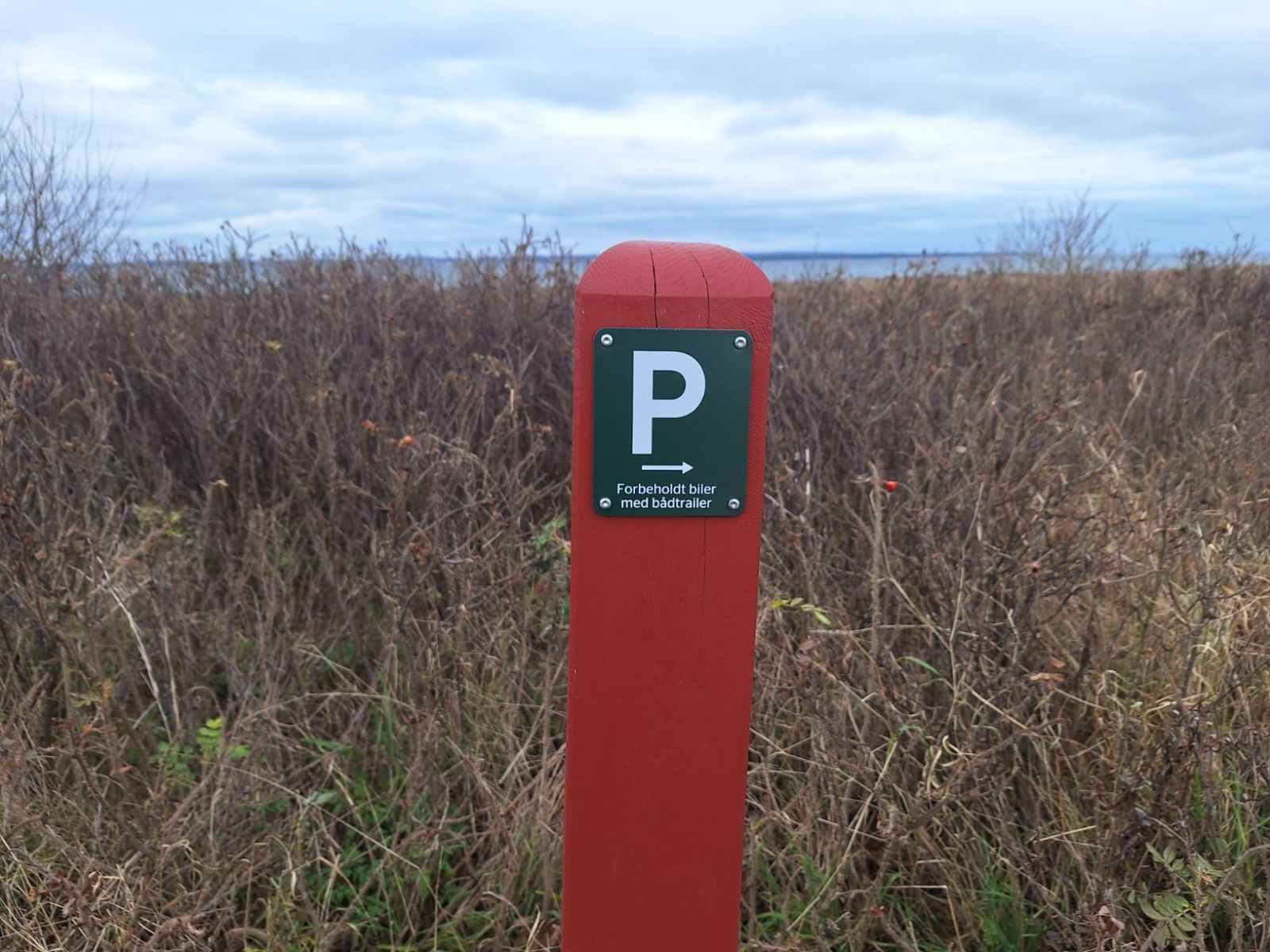 Parkeringspladsen har særskilte pladser til biler med bådtrailer i bunden af pladsen.